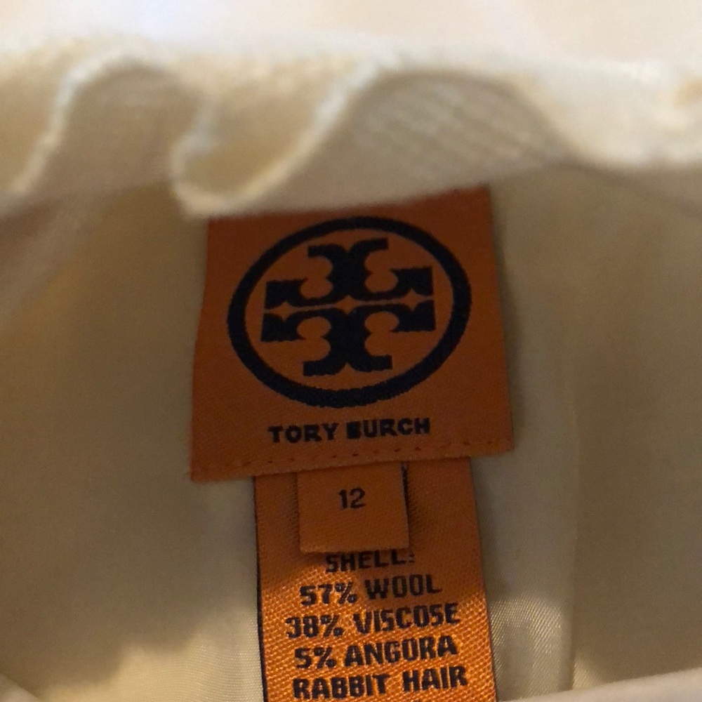 Tory Burch Cream Ruffle-Trim Wool Coat - Picture 2 of 4